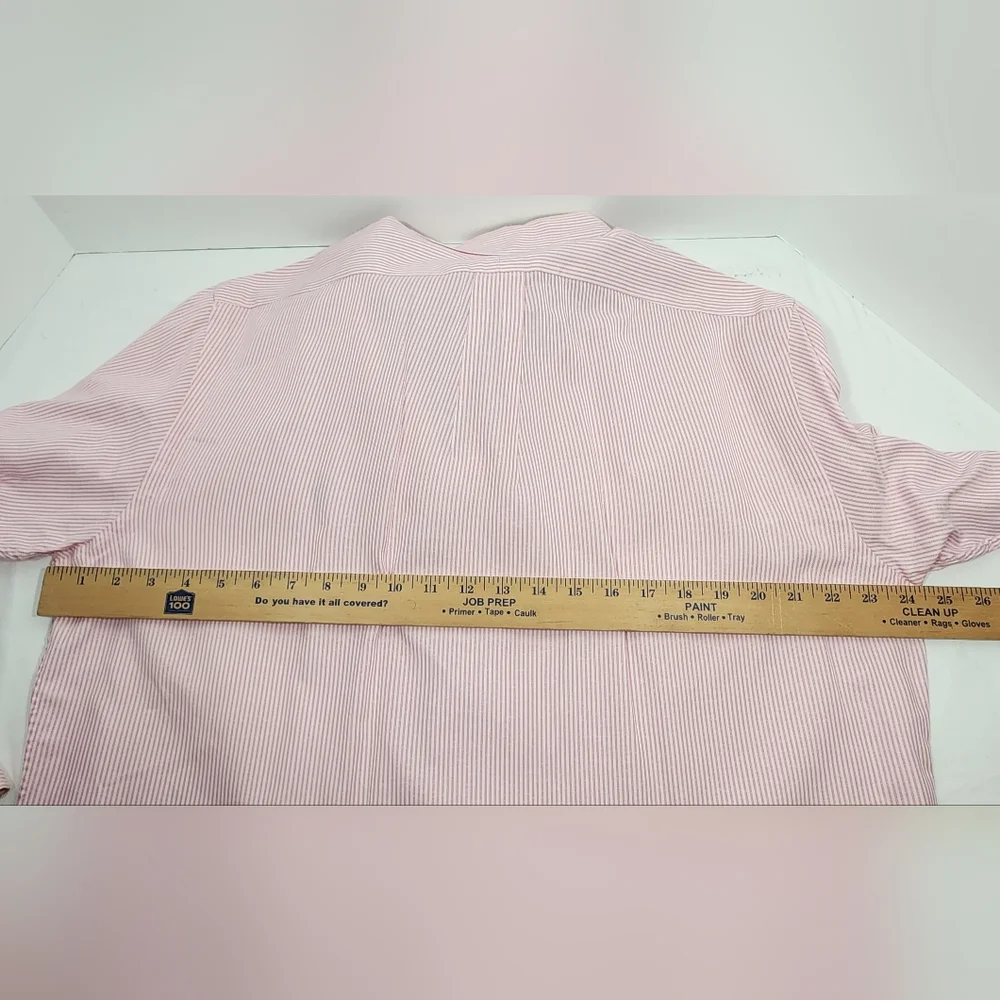 VINTAGE Polo Ralph Lauren Custom Fit Shirt Men's 16 1/2 32/33 Striped Pink White - Picture 8 of 14